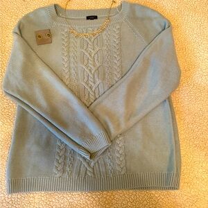 Talbots pale green cable knit sweater in cotton